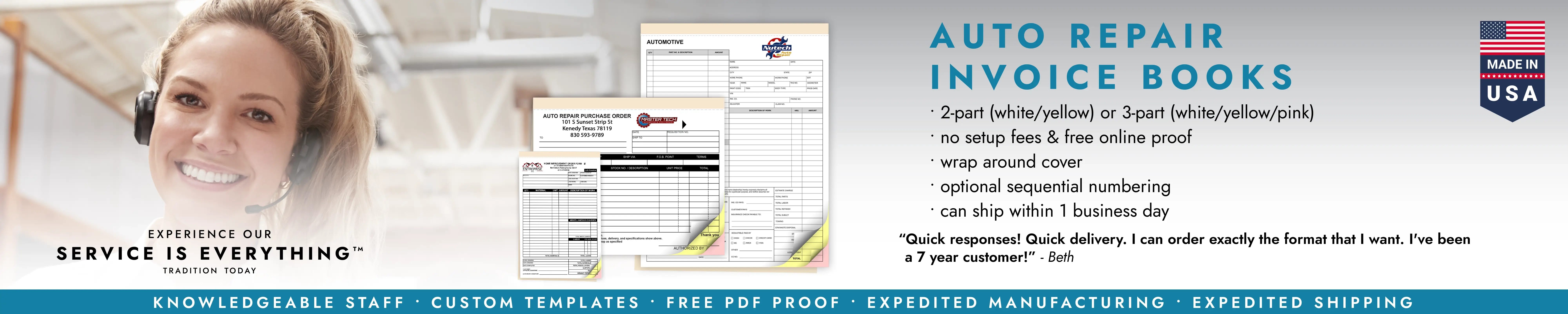 Auto Repair Invoice Books