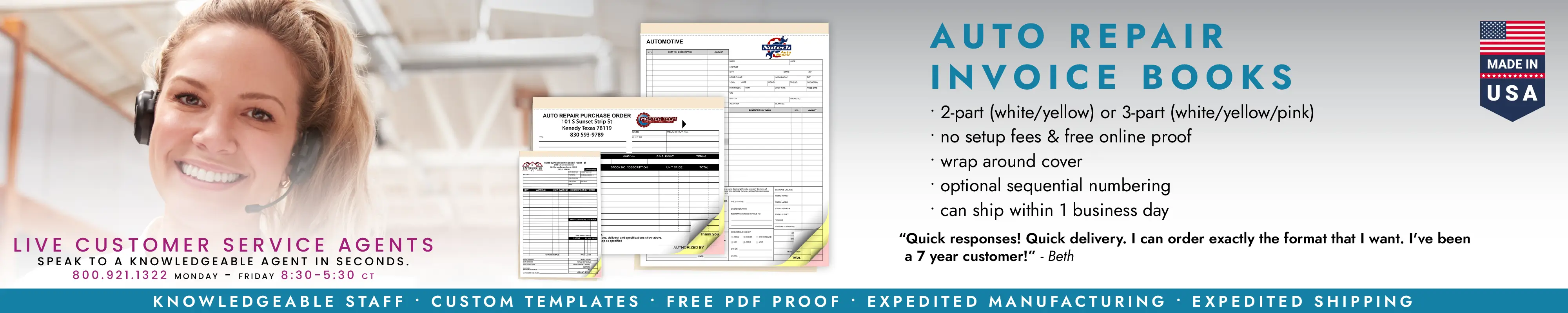 Auto Repair Invoice Books