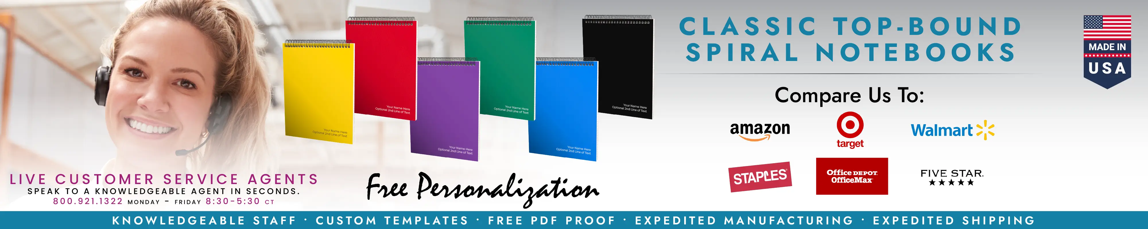 Custom Top Bound Spiral Notebooks
