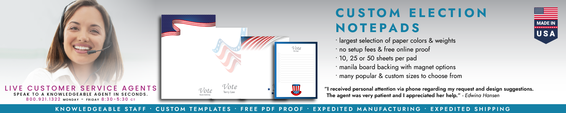 Custom Election Notepads