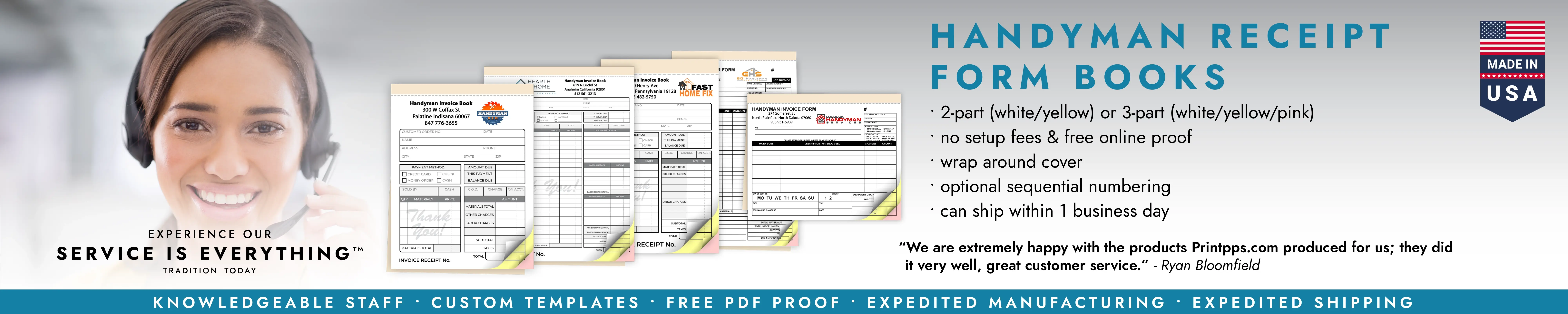 Handyman Receipt Form Books