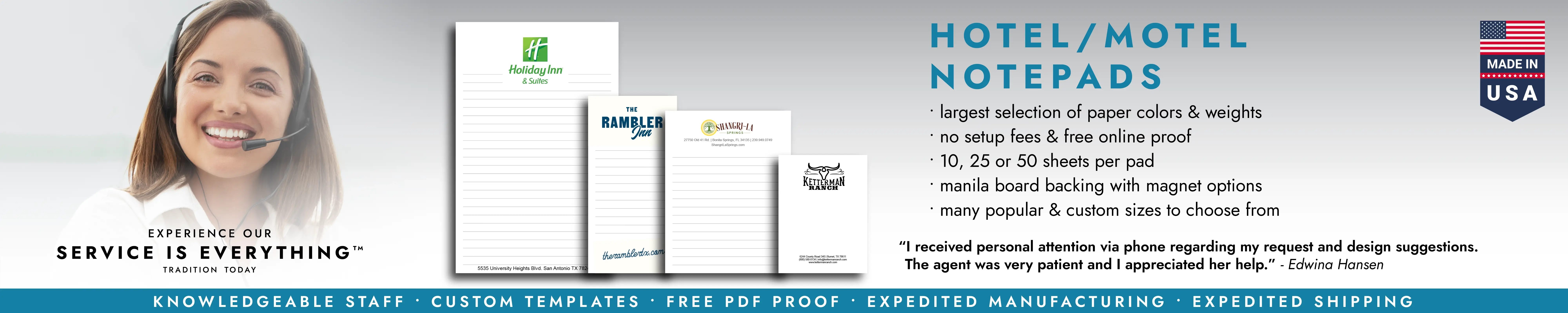 Hotel/Motel Notepads