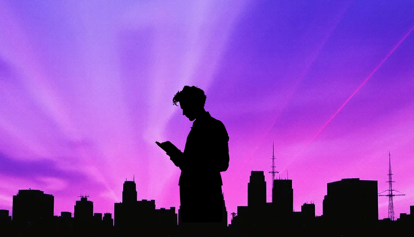 business person with spiral notebook