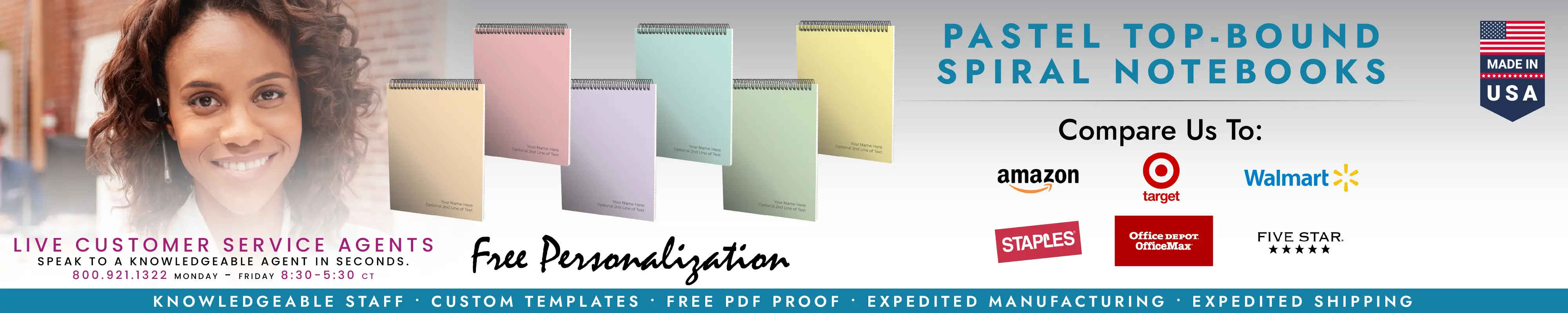 Pastel Top Bound Spiral Notebooks