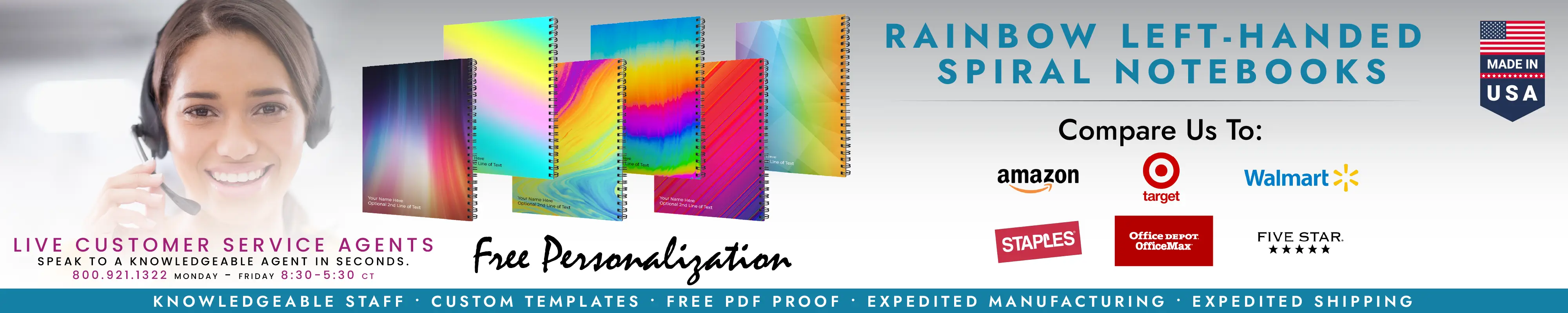 Rainbow Left Handed Notebooks