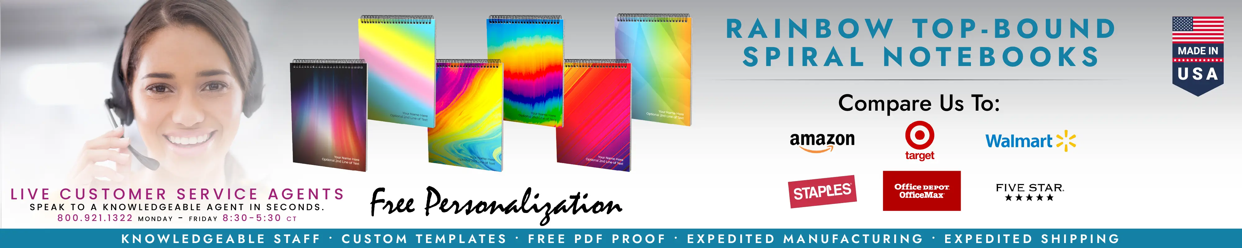 Rainbow Top Bound Spiral Notebooks