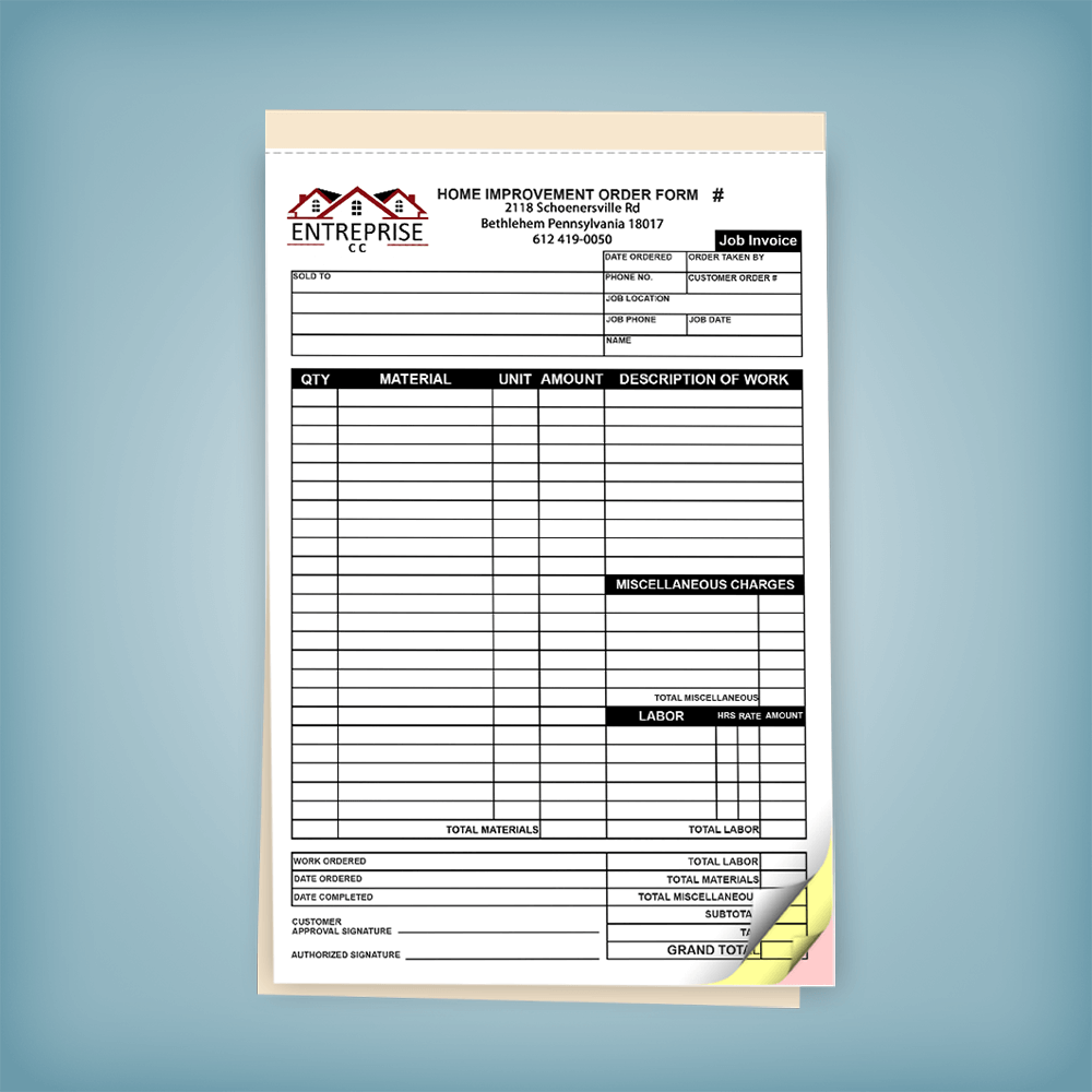 Auto Repair Invoice Form Books: 5.5” x 8.5” | PrintPPS.com®