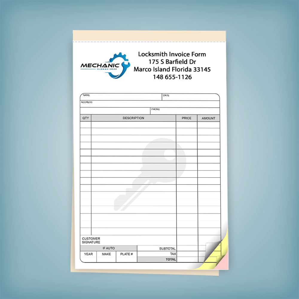 Mechanic Receipt Form Books: 5.5” x 8.5” | PrintPPS.com®