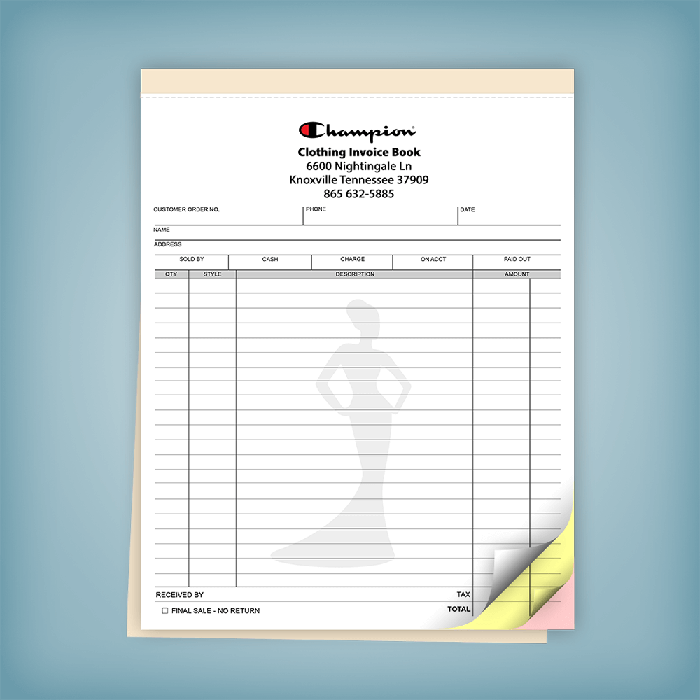 Clothing Sales Receipt Forms: 8.5” x 11” | PrintPPS.com®
