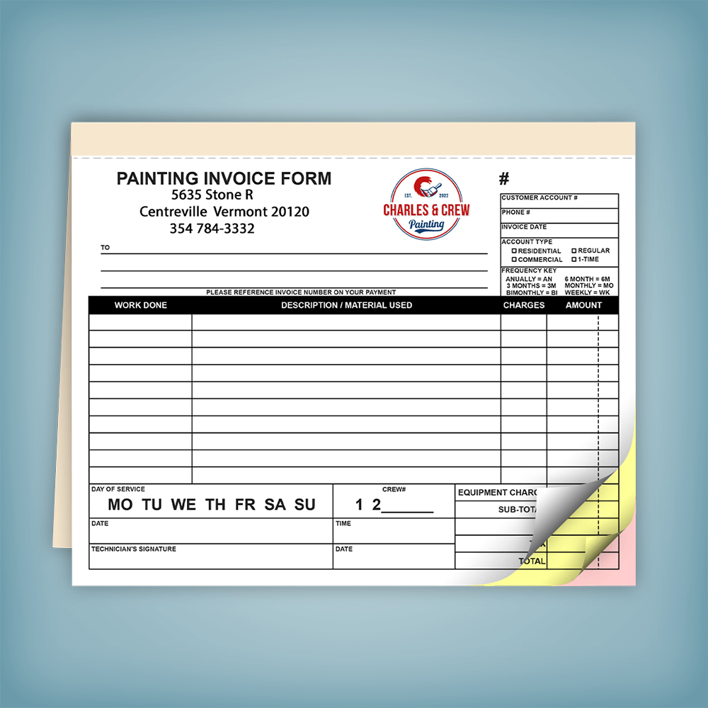 Painting Invoice Form Books: 8.5” x 7” | PrintPPS.com®