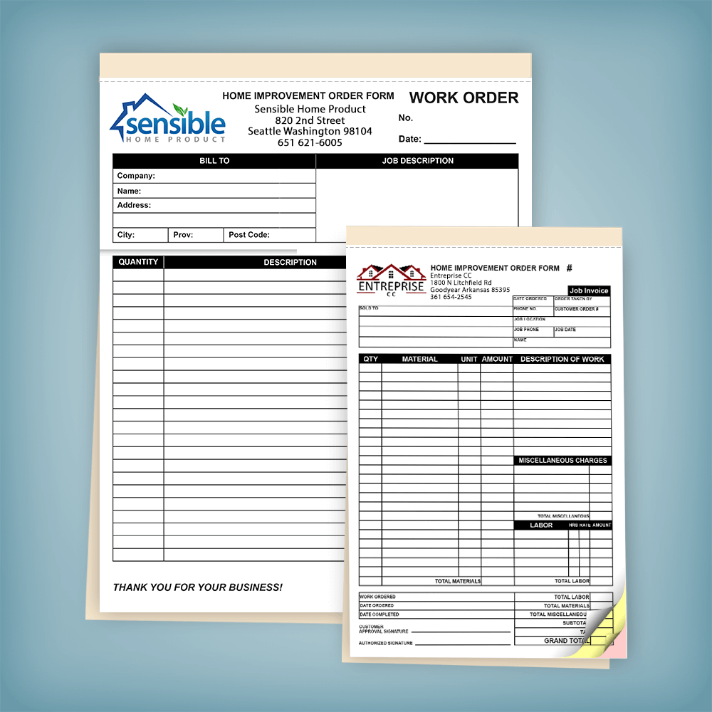 Home Improvement Invoice Form Books | PrintPPS.com®