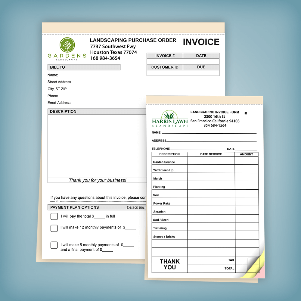 Professional Garden Service Invoice Book 50 Sets Includes Copy Invoice 100 Pages Total, White And Yellow - View #11