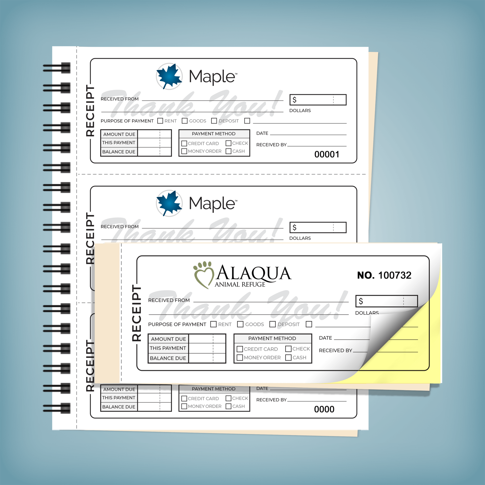 Receipt Book With Logo TWO Custom 3 Part Receipt Book Personalized